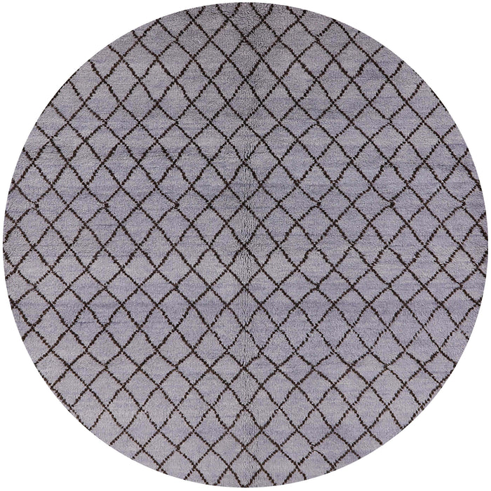 Round Mid-Century Modern Cloudy Gray Oriental Rug, urb589