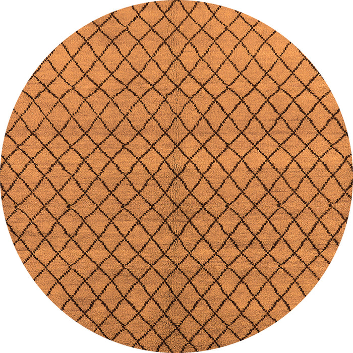 Round Machine Washable Oriental Orange Industrial Area Rugs, wshurb589org