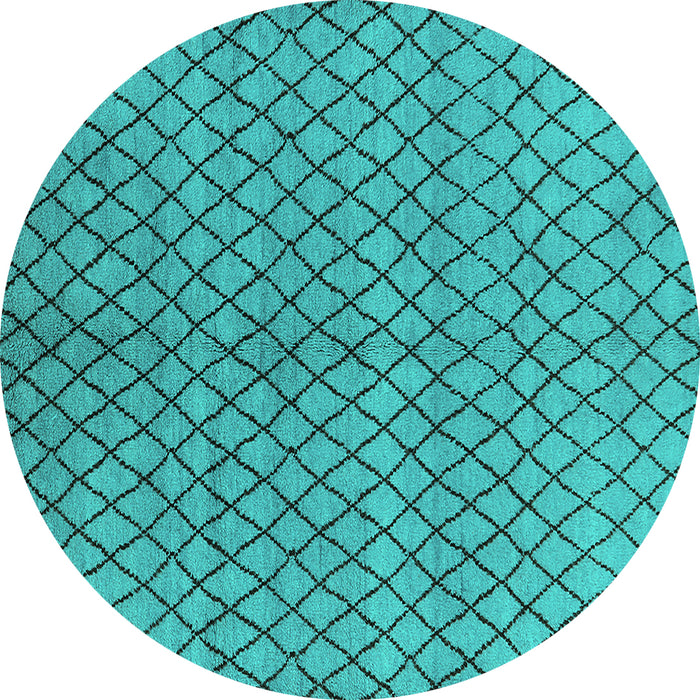 Round Machine Washable Oriental Turquoise Industrial Area Rugs, wshurb589turq