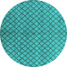 Round Machine Washable Oriental Turquoise Industrial Area Rugs, wshurb589turq