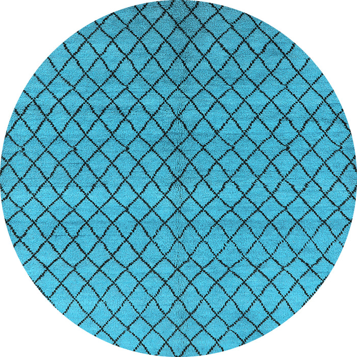 Round Machine Washable Oriental Light Blue Industrial Rug, wshurb589lblu