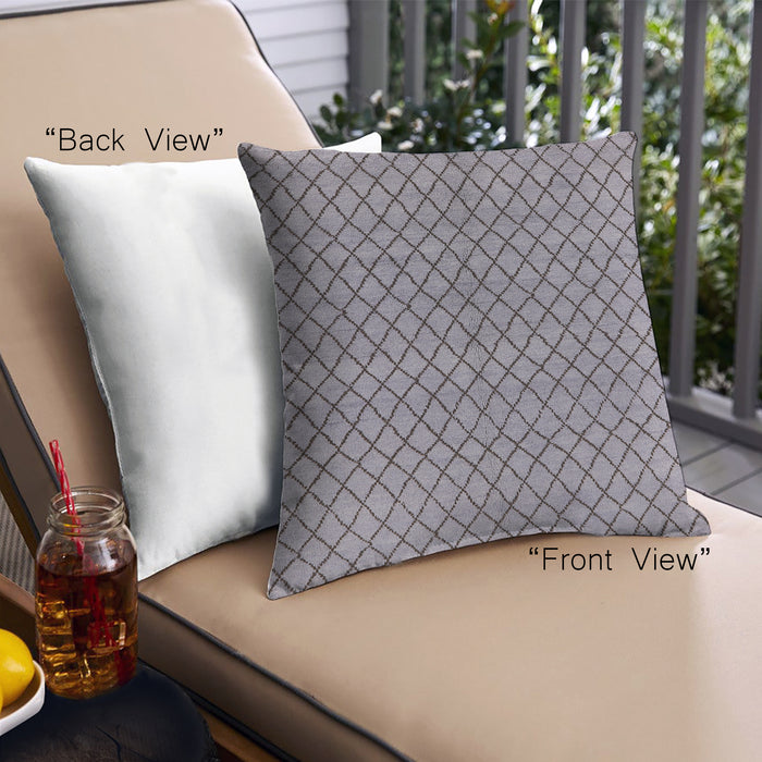 Front View of Mid-Century Modern Urban Square Cloudy Gray Throw Pillow, 18 inch by 18 inch, pwurb589