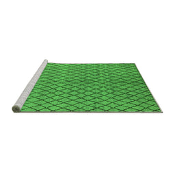 Sideview of Machine Washable Oriental Green Industrial Area Rugs, wshurb589grn
