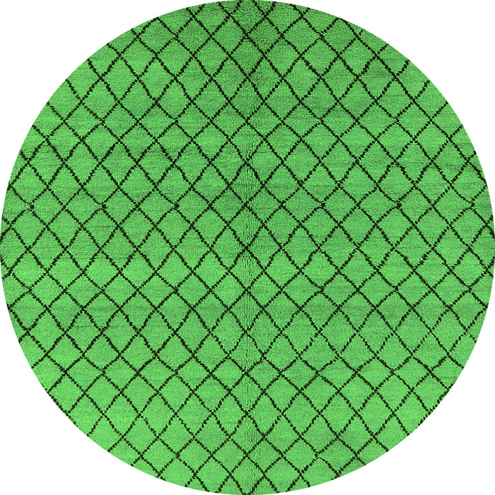 Round Machine Washable Oriental Green Industrial Area Rugs, wshurb589grn