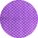 Round Machine Washable Oriental Purple Industrial Area Rugs, wshurb589pur