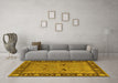 Machine Washable Oriental Yellow Industrial Rug in a Living Room, wshurb590yw