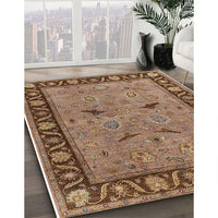 Mid-Century Modern Brown Oriental Rug, urb590