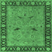 Square Machine Washable Oriental Emerald Green Industrial Area Rugs, wshurb590emgrn