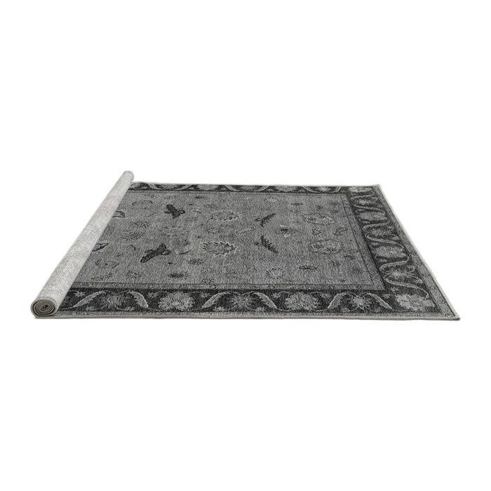 Sideview of Machine Washable Oriental Gray Industrial Rug, wshurb590gry