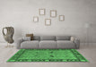 Machine Washable Oriental Emerald Green Industrial Area Rugs in a Living Room,, wshurb590emgrn