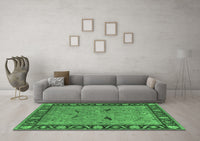 Machine Washable Oriental Emerald Green Industrial Rug, wshurb590emgrn