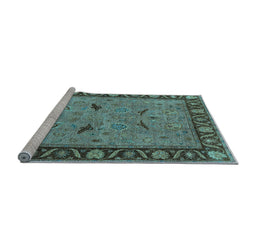 Sideview of Machine Washable Oriental Light Blue Industrial Rug, wshurb590lblu