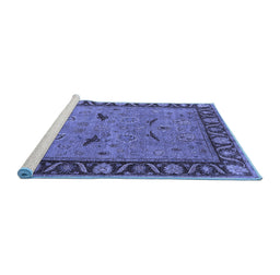 Sideview of Machine Washable Oriental Blue Industrial Rug, wshurb590blu