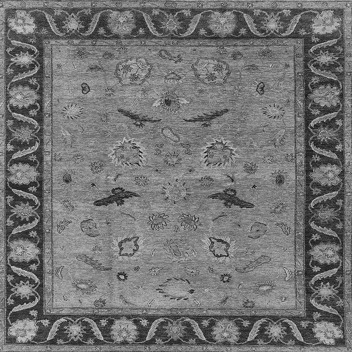 Square Machine Washable Oriental Gray Industrial Rug, wshurb590gry