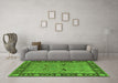 Machine Washable Oriental Green Industrial Area Rugs in a Living Room,, wshurb590grn