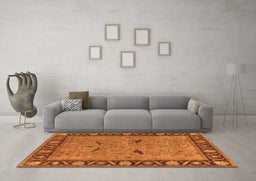 Machine Washable Oriental Orange Industrial Area Rugs in a Living Room, wshurb590org