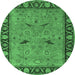 Round Oriental Emerald Green Industrial Rug, urb590emgrn