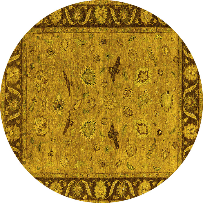 Round Oriental Yellow Industrial Rug, urb590yw