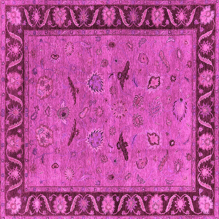 Square Machine Washable Oriental Pink Industrial Rug, wshurb590pnk