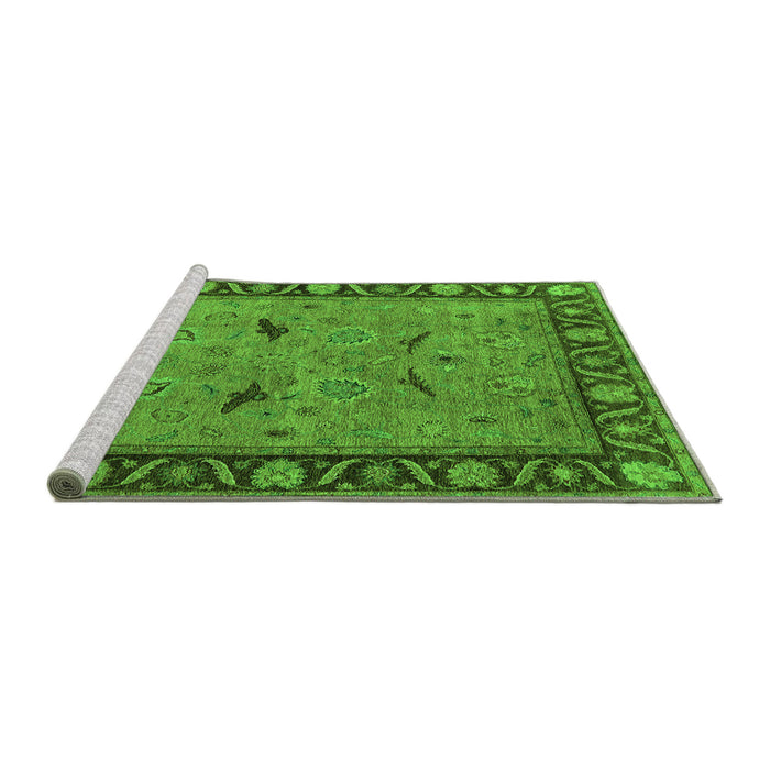 Sideview of Machine Washable Oriental Green Industrial Area Rugs, wshurb590grn