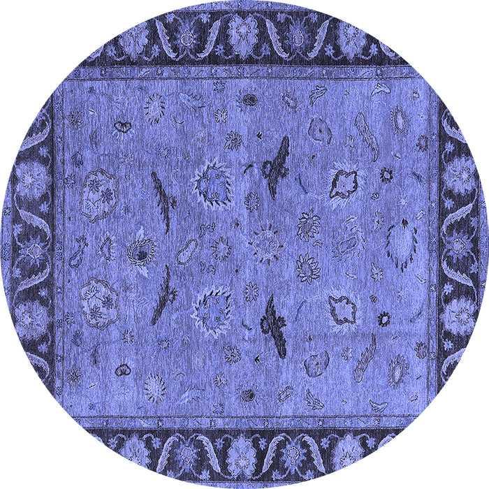 Round Oriental Blue Industrial Rug, urb590blu