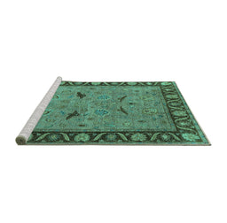 Sideview of Machine Washable Oriental Turquoise Industrial Area Rugs, wshurb590turq