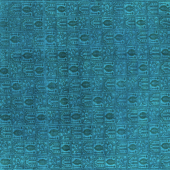Square Oriental Turquoise Industrial Rug, urb591turq