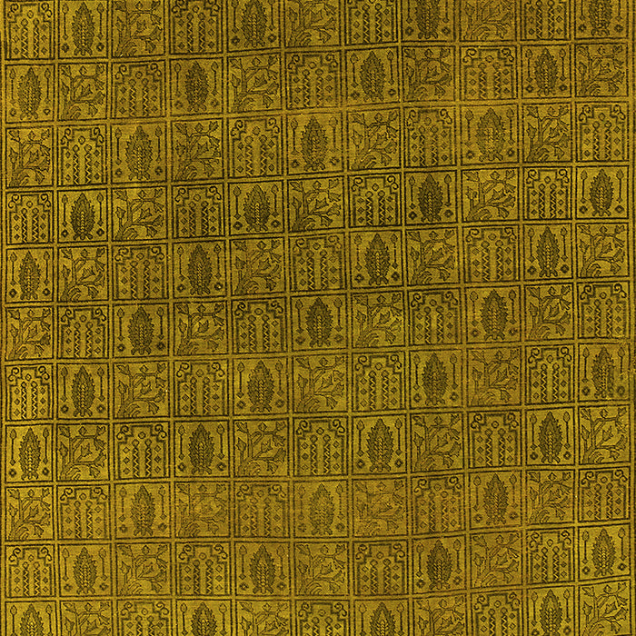 Machine Washable Oriental Yellow Industrial Rug, wshurb591yw