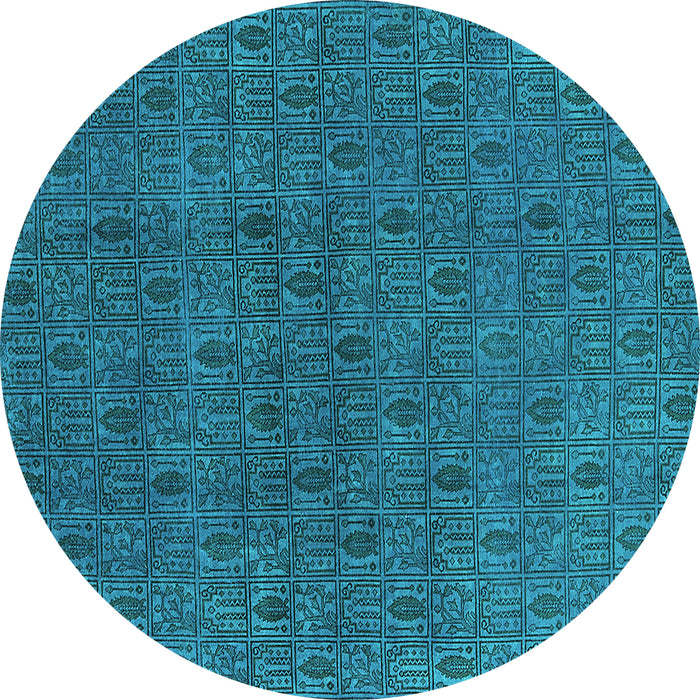 Round Oriental Turquoise Industrial Rug, urb591turq