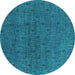 Round Oriental Turquoise Industrial Rug, urb591turq