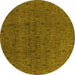 Round Oriental Yellow Industrial Rug, urb591yw