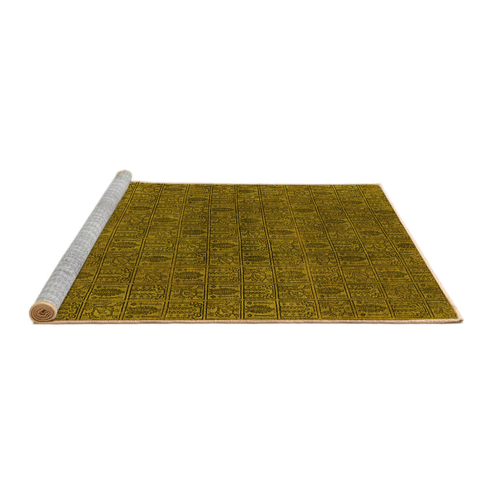 Sideview of Machine Washable Oriental Yellow Industrial Rug, wshurb591yw