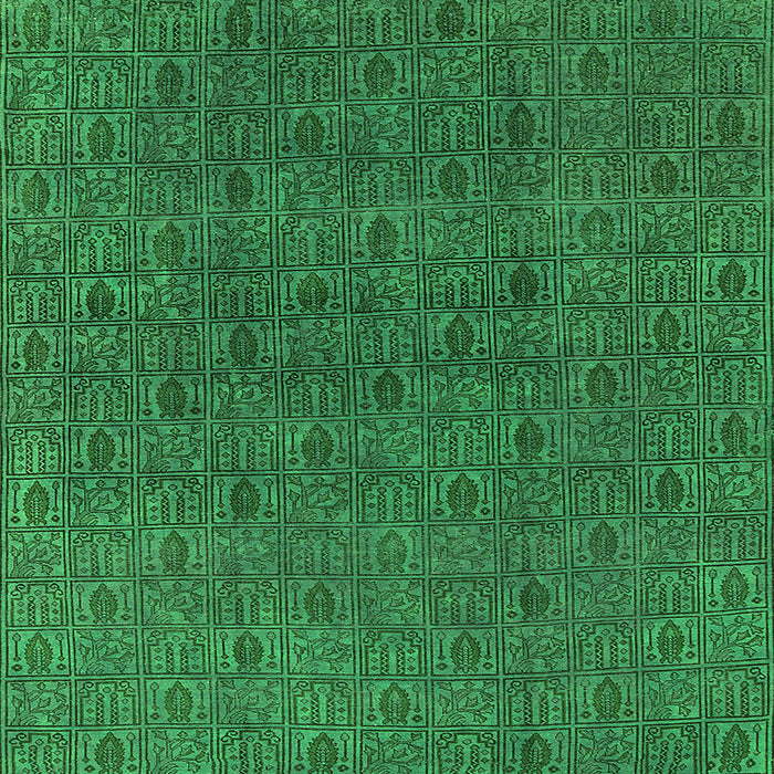 Square Machine Washable Oriental Green Industrial Area Rugs, wshurb591grn