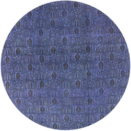 Round Mid-Century Modern Purple Oriental Rug, urb591