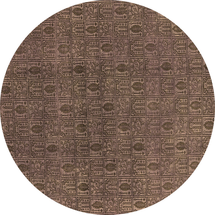 Round Oriental Brown Industrial Rug, urb591brn