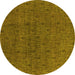 Round Machine Washable Oriental Yellow Industrial Rug, wshurb591yw