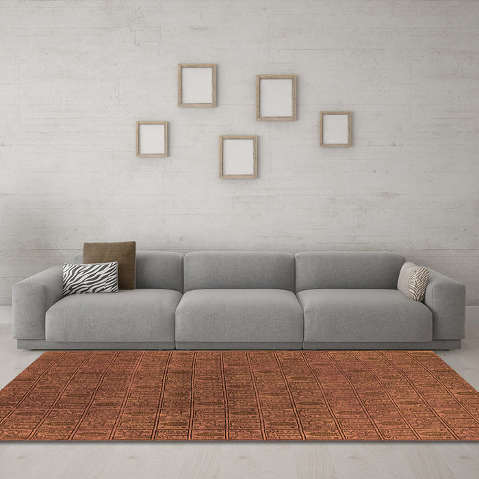Machine Washable Oriental Orange Industrial Area Rugs in a Living Room, wshurb591org