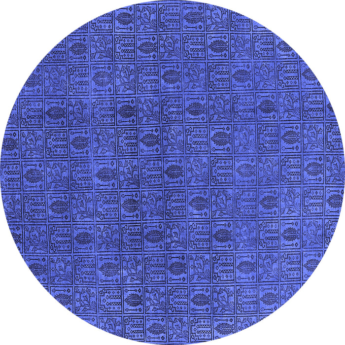 Round Oriental Blue Industrial Rug, urb591blu