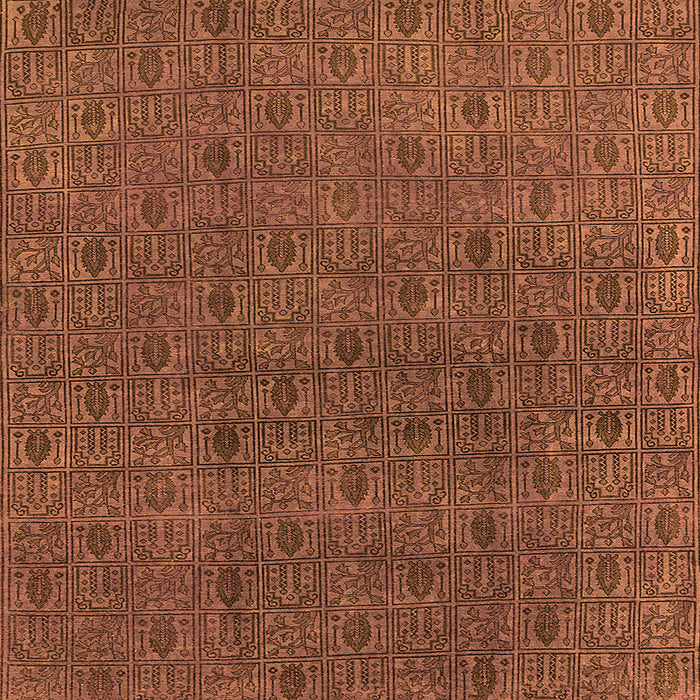 Square Machine Washable Oriental Orange Industrial Area Rugs, wshurb591org
