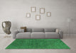Machine Washable Oriental Green Industrial Area Rugs in a Living Room,, wshurb591grn