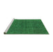 Sideview of Machine Washable Oriental Green Industrial Area Rugs, wshurb591grn