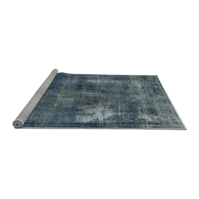 Sideview of Machine Washable Industrial Modern Cadet Blue Green Rug, wshurb592