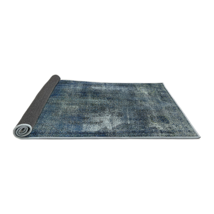 Sideview of Mid-Century Modern Cadet Blue Green Oriental Rug, urb592