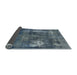 Sideview of Mid-Century Modern Cadet Blue Green Oriental Rug, urb592