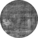 Round Machine Washable Oriental Gray Industrial Rug, wshurb592gry