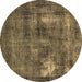 Round Oriental Brown Industrial Rug, urb592brn