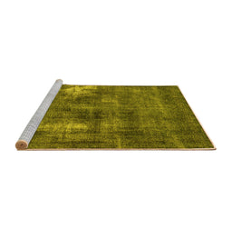 Sideview of Machine Washable Oriental Yellow Industrial Rug, wshurb592yw