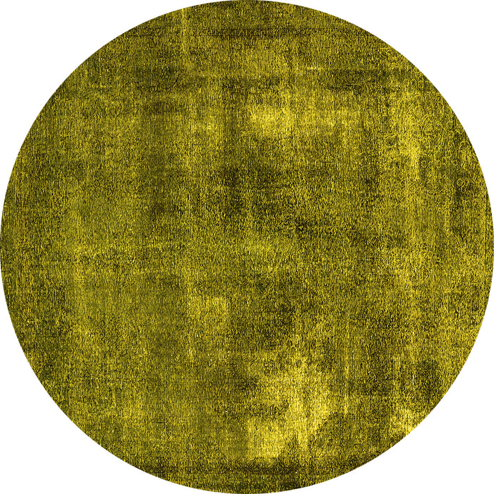 Round Oriental Yellow Industrial Rug, urb592yw