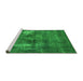 Sideview of Machine Washable Oriental Green Industrial Area Rugs, wshurb592grn