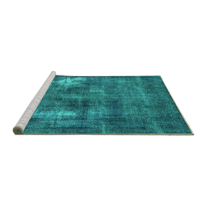 Sideview of Machine Washable Oriental Turquoise Industrial Area Rugs, wshurb592turq